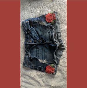 Vintage Floral Rose Distressed Shorts